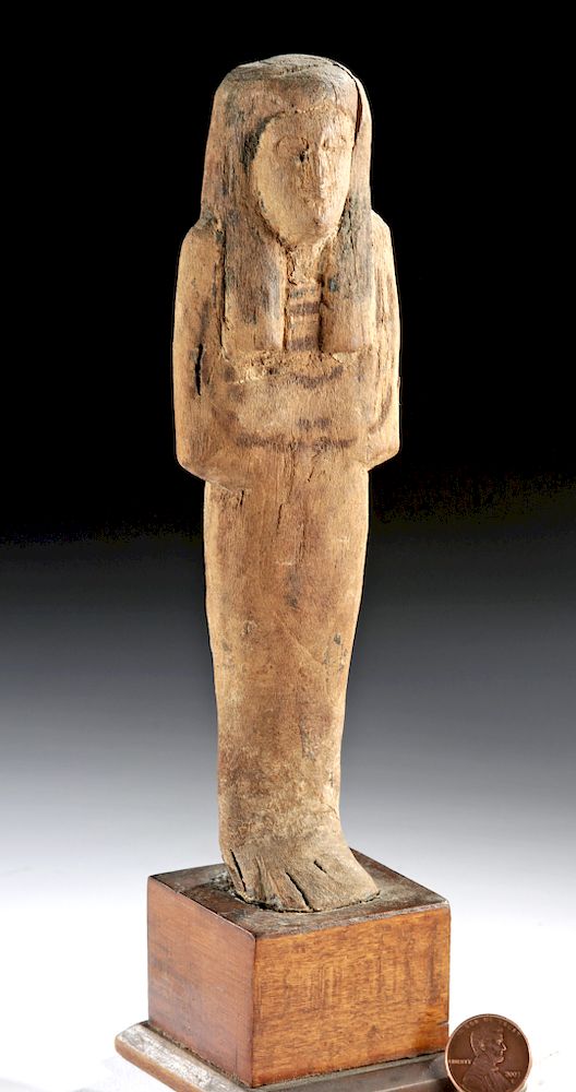 Appraisal: Rare Egyptian Late Dynastic Wooden Ushabti Originally Listed At Egypt