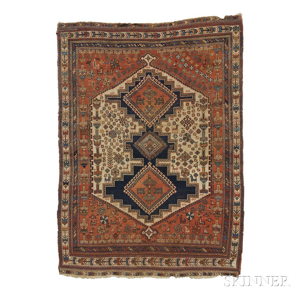 Appraisal: Afshar Rug South Persia early th century the stepped and