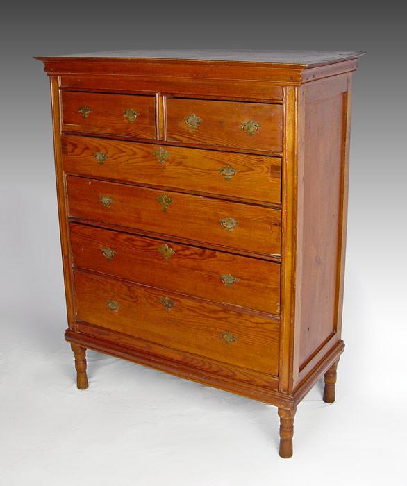 Appraisal: EARLY PINE TALL CHEST OF DRAWERS over drawer chest may