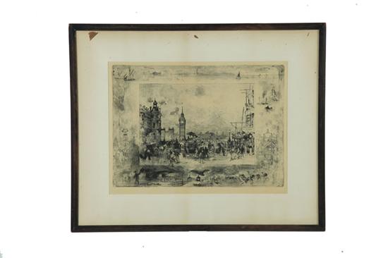 Appraisal: CLOCK TOWER LONDON BY FELIX BUHOT FRENCH - Etching on