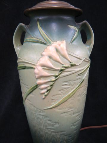 Appraisal: Roseville Pottery Freesia Lamp green body excellent