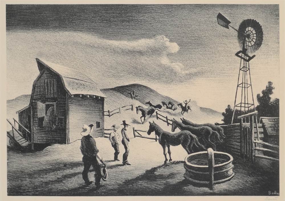 Appraisal: BENTON Thomas Hart American - ''The Corral'' Lithograph Sight size