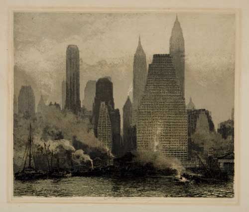 Appraisal: LUIGI KASIMIR New York AM East River Color aquatint x