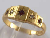 Appraisal: A carat gold garnet and diamond ring size P gms