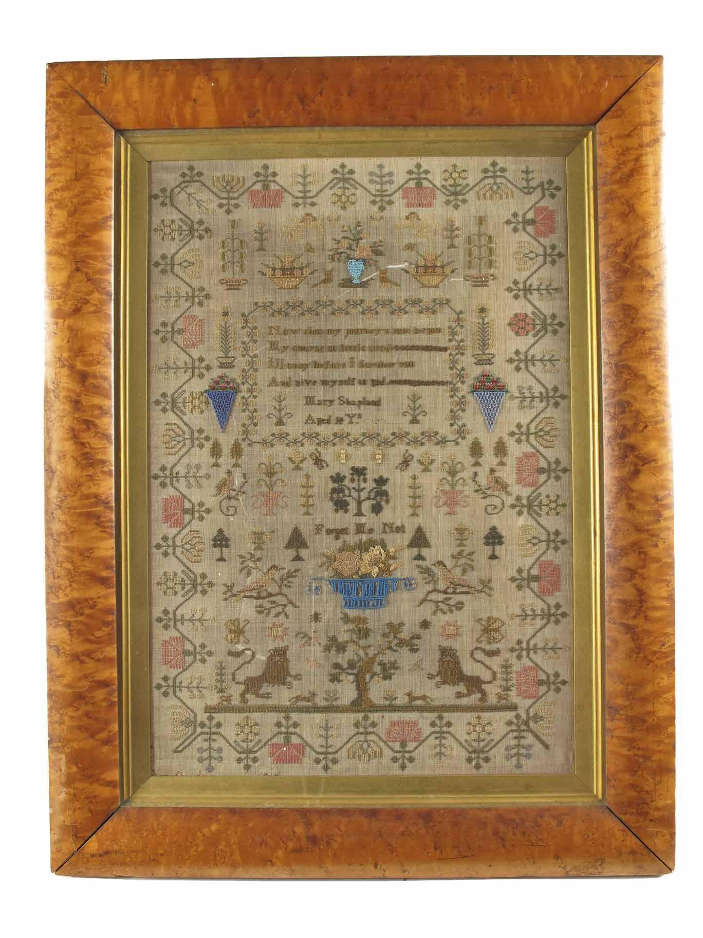 Appraisal: An early th century part beadwork sampler