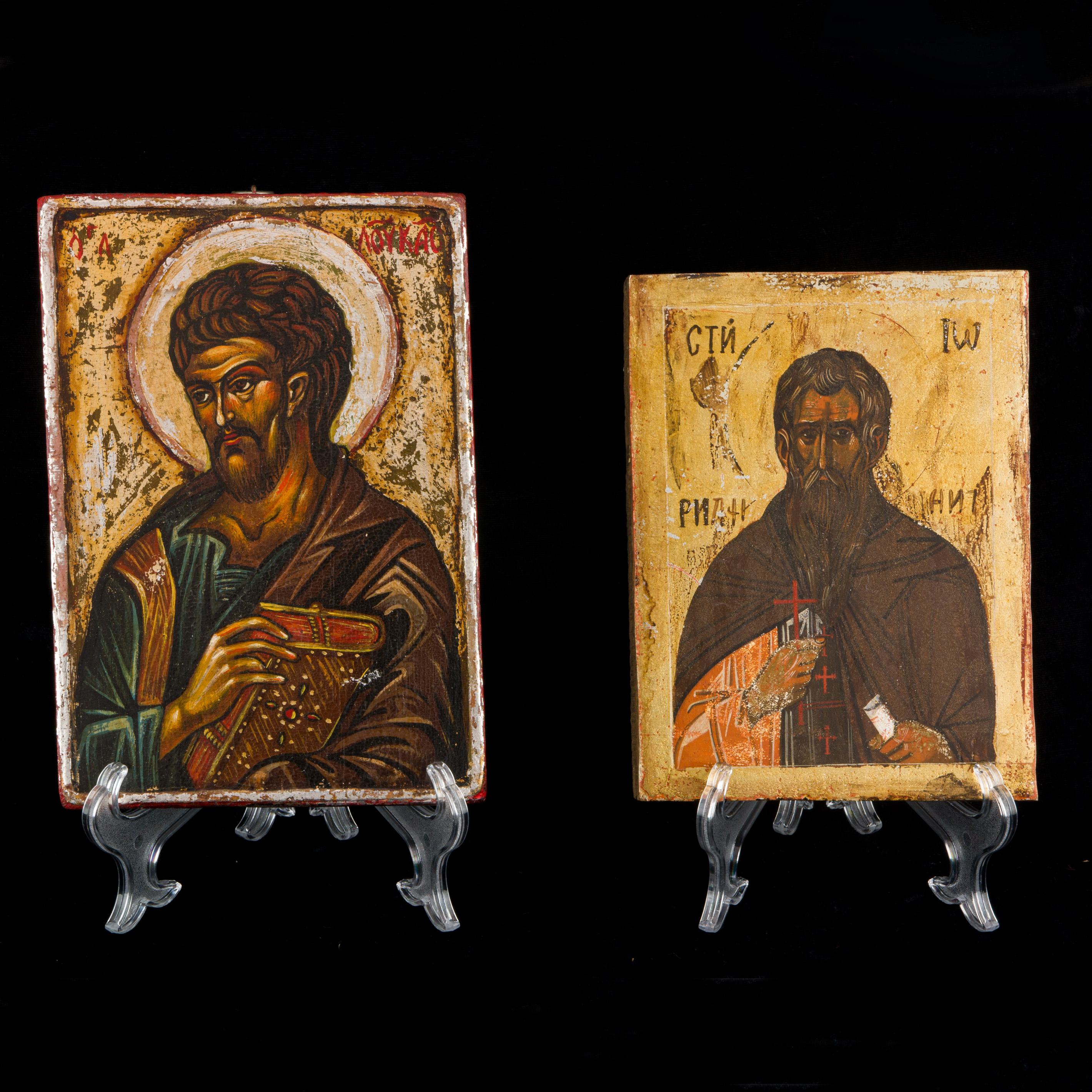 Appraisal: TWO SLAVIC RELIGIOUS ICONS OF SAINTS THE Two Slavic religious