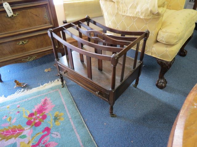 Appraisal: Mahogany Magazine Rack or Canterbury with drawer castors