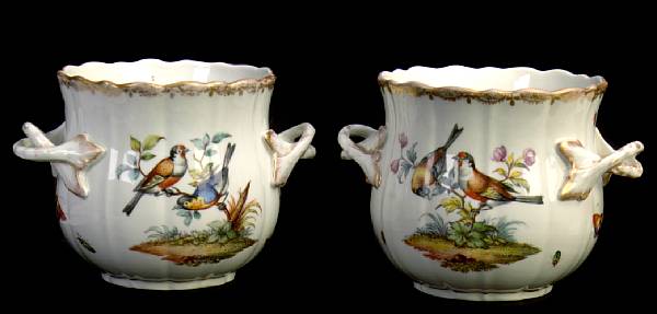 Appraisal: A pair of Dresden porcelain jardinieres height in diameter in