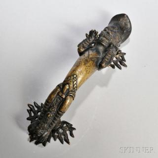 Appraisal: Bronze Figural Door Handle India in the form of a