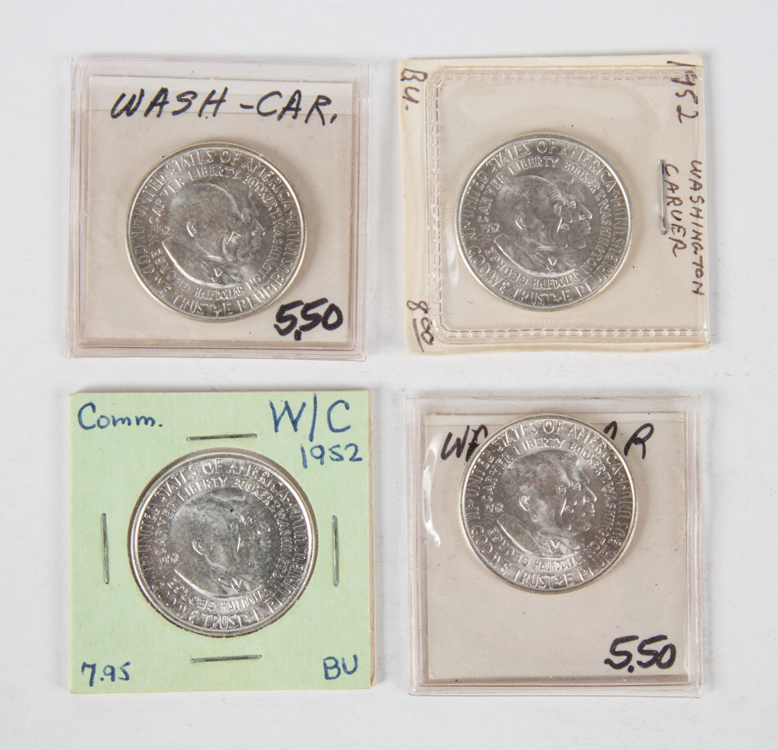 Appraisal: USA Washington-Carver Half Dollars Four commemorative Washington-Carver silver half dollars