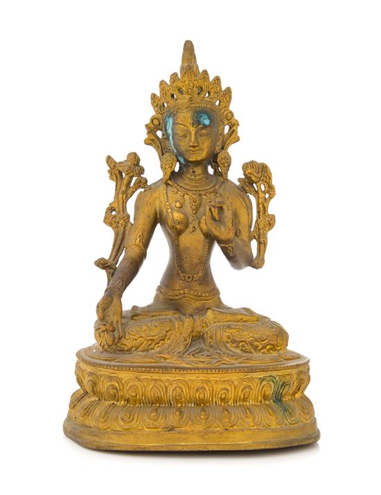 Appraisal: Sale Lot A Sino-Tibetan Gilt Bronze Figure of Tara the