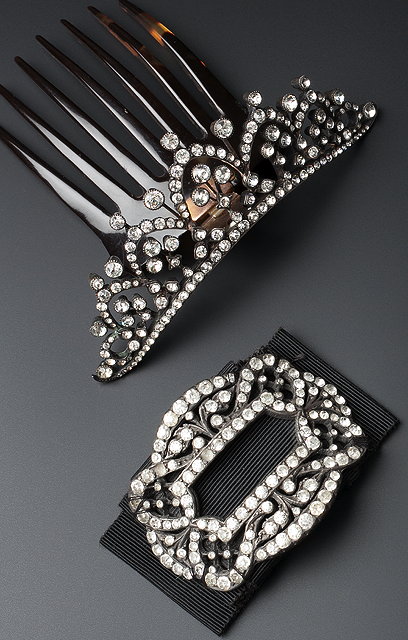 Appraisal: A PASTE SET COMB TWO BUCKLES AND A BROOCH the