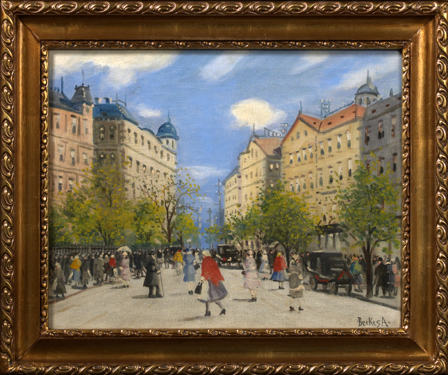 Appraisal: Antal Berkes Hungarian - Parisian Boulevard oil on canvas x