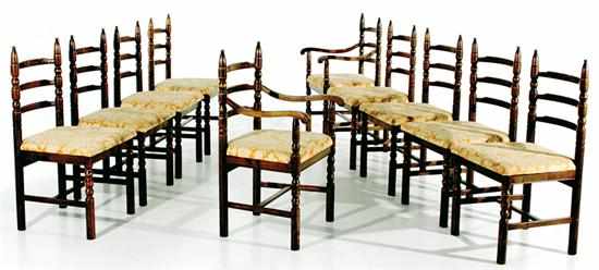 Appraisal: Oak country dining chair set comprised of two arms eight