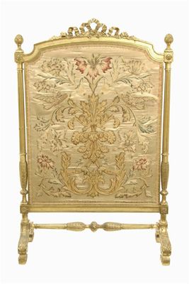 Appraisal: A late th century giltwood firescreen the floral needlework panel