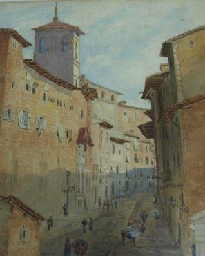 Appraisal: Attributed to John VarleyMediterranean Street Sceneinscribed John Varley to Mrs