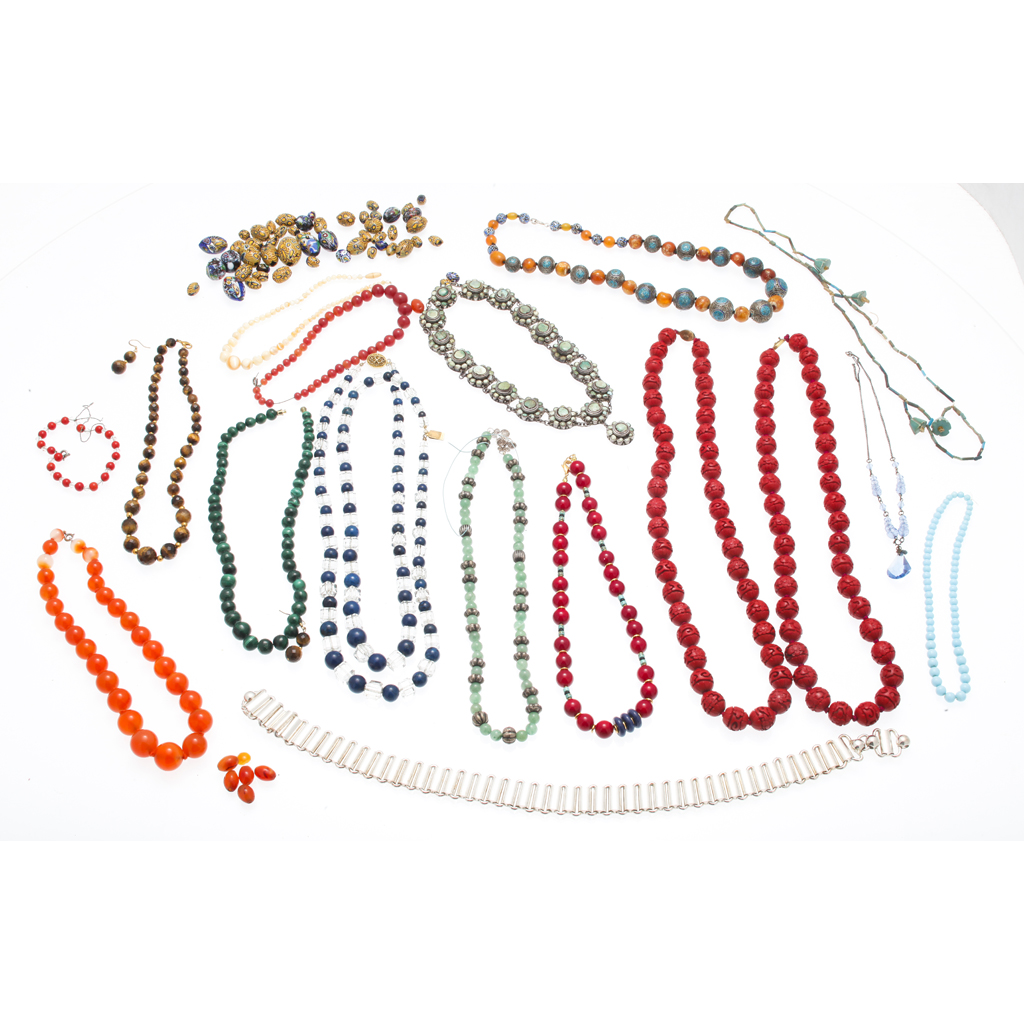 Appraisal: A collection of beaded jewellery to include two strands of