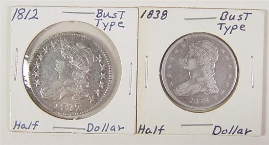 Appraisal: Two Bust Half Dollars Two Bust Half Dollars VF and