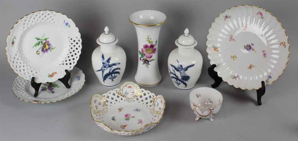 Appraisal: SEVEN MEISSEN PIECES blue crossed swords marks including a tall