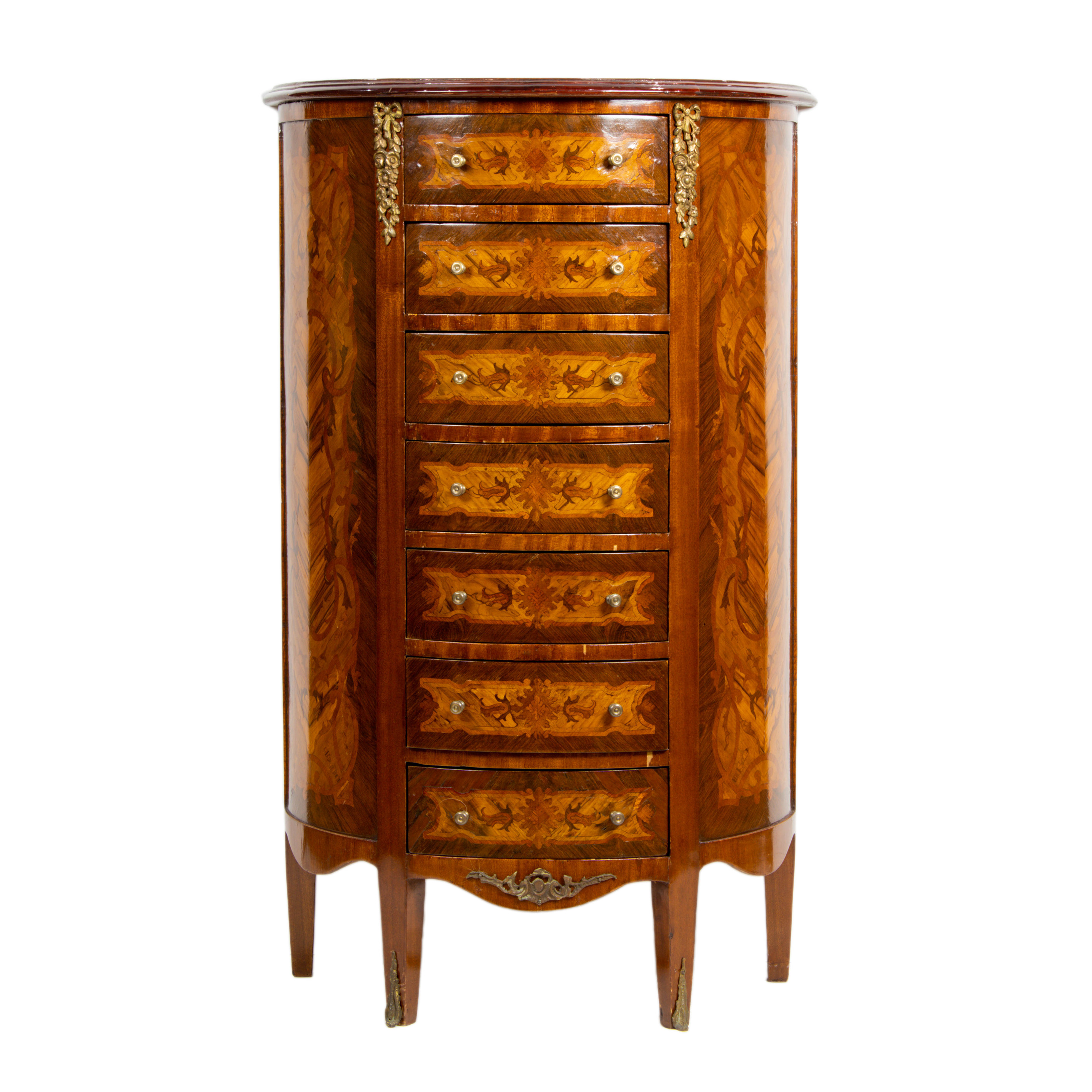 Appraisal: A MARQUETRY DECORATED LINGERIE CHEST IN THE FRENCH TASTE A