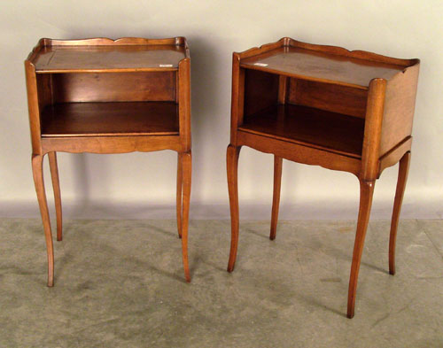 Appraisal: Pair of French mahogany end tables th c h w