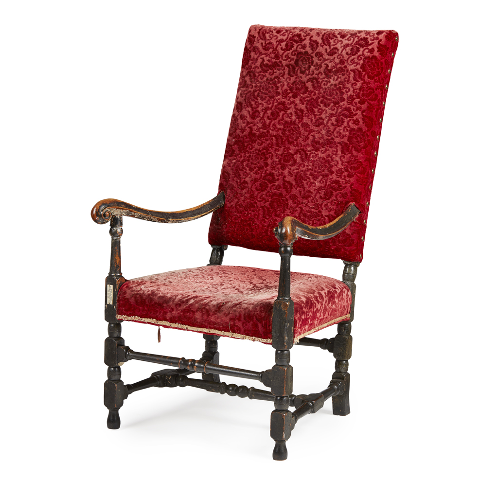 Appraisal: THE MARQUIS OF BREADALBANE'S ARMCHAIR LATE TH CENTURY with tall