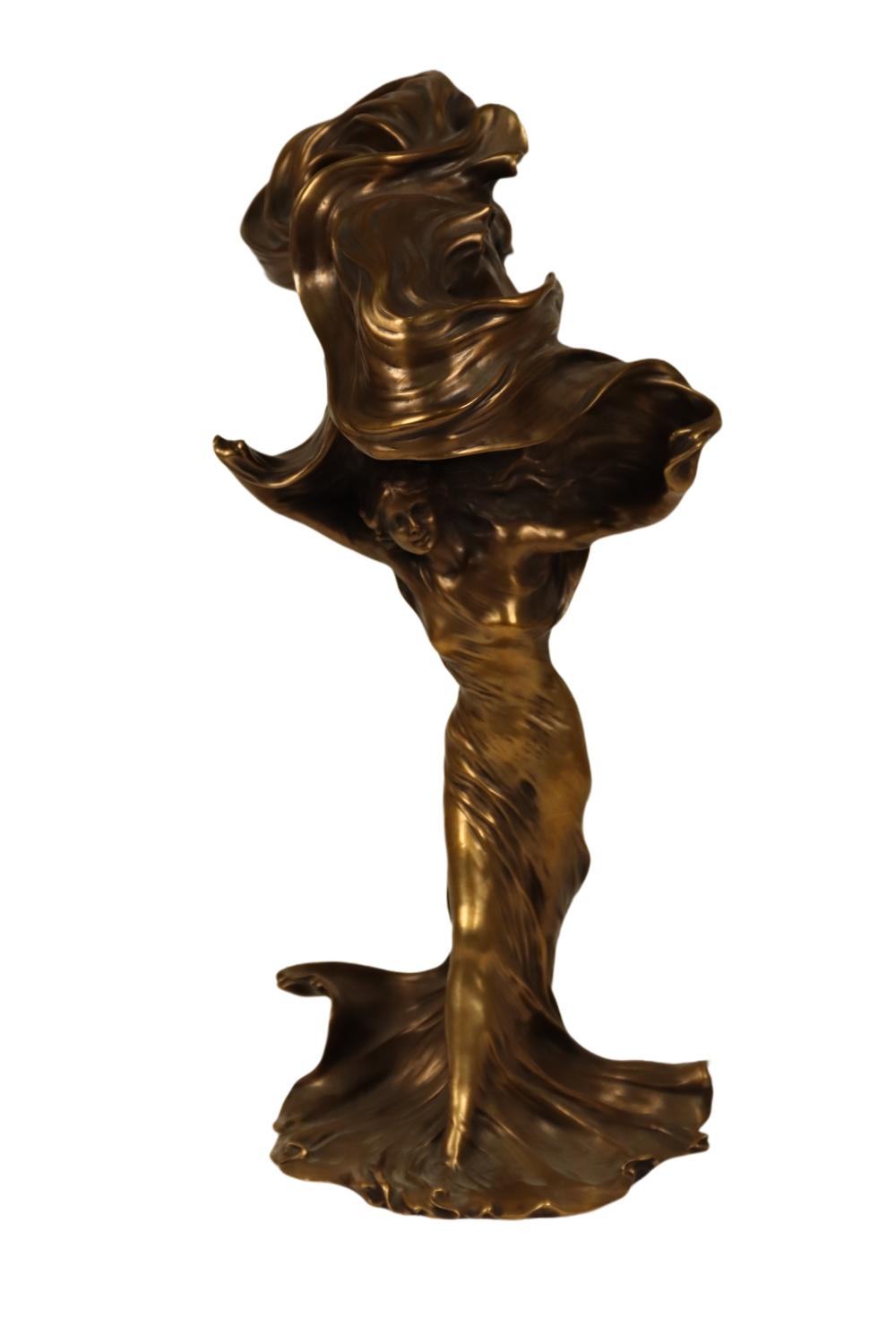 Appraisal: RAOUL FRANCOIS LARCHE FRENCH - LOIE FULLER BRONZE TABLE LAMP