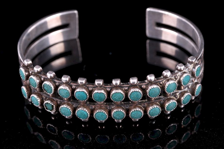 Appraisal: Old Pawn Sterling Silver Turquoise Bracelet For your consideration is