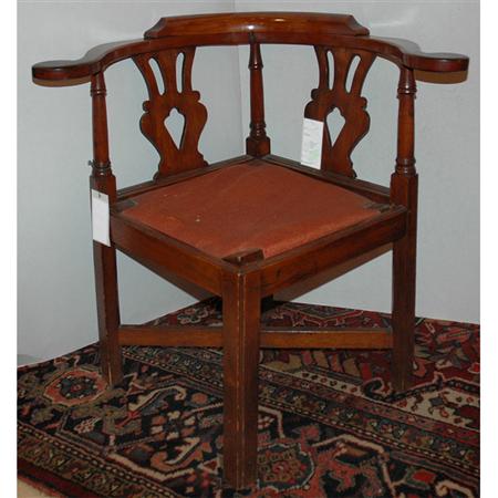 Appraisal: Chippendale Style Walnut Corner Chair Estimate -