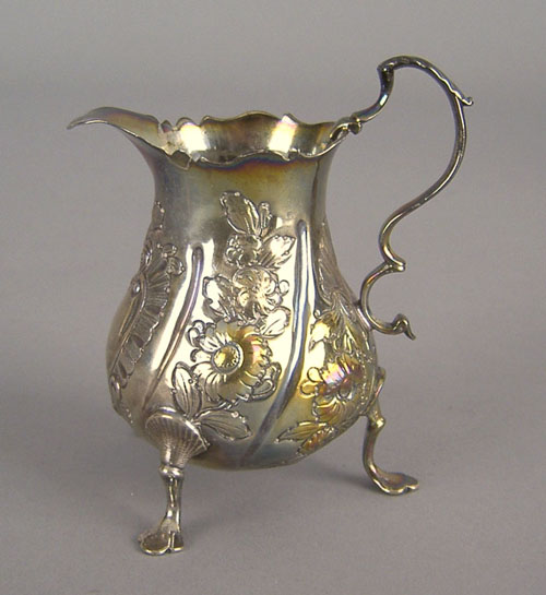 Appraisal: English silver gilt repousse creamer - bearing the makers mark