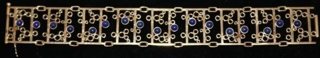 Appraisal: PETER VANG DANISH KT GOLD BRACELET SET WITH LAPIS STONES