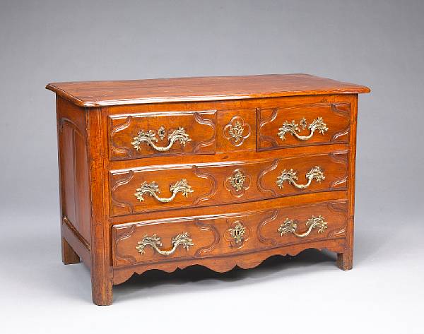 Appraisal: A Louis XV walnut commode mid th century The serpentine