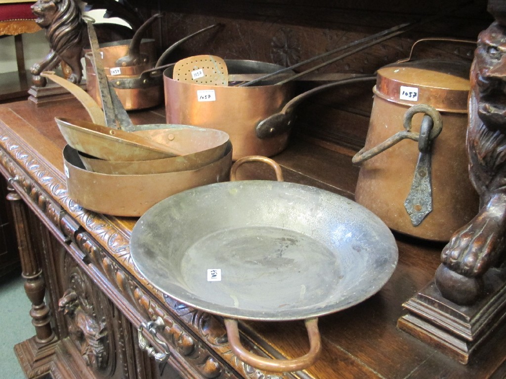 Appraisal: Lot of assorted copper graduated pots and pans