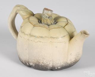 Appraisal: Annette Corcoran American b raku fired porcelain pumpkin teapot ''