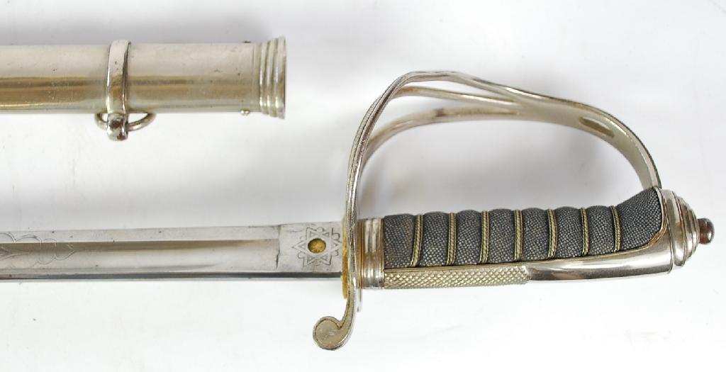 Appraisal: AN PATTERN MILITARY OFFICERS DRESS SWORD the plated blade by