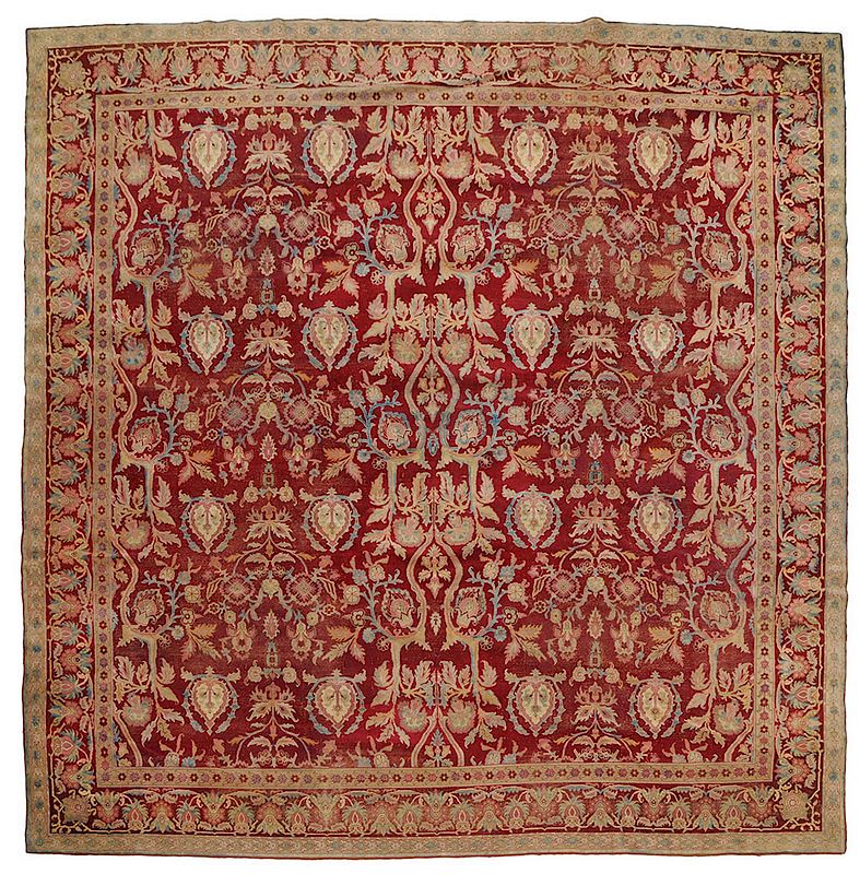 Appraisal: Persian Carpet of Square Proportions early mid th century repeating