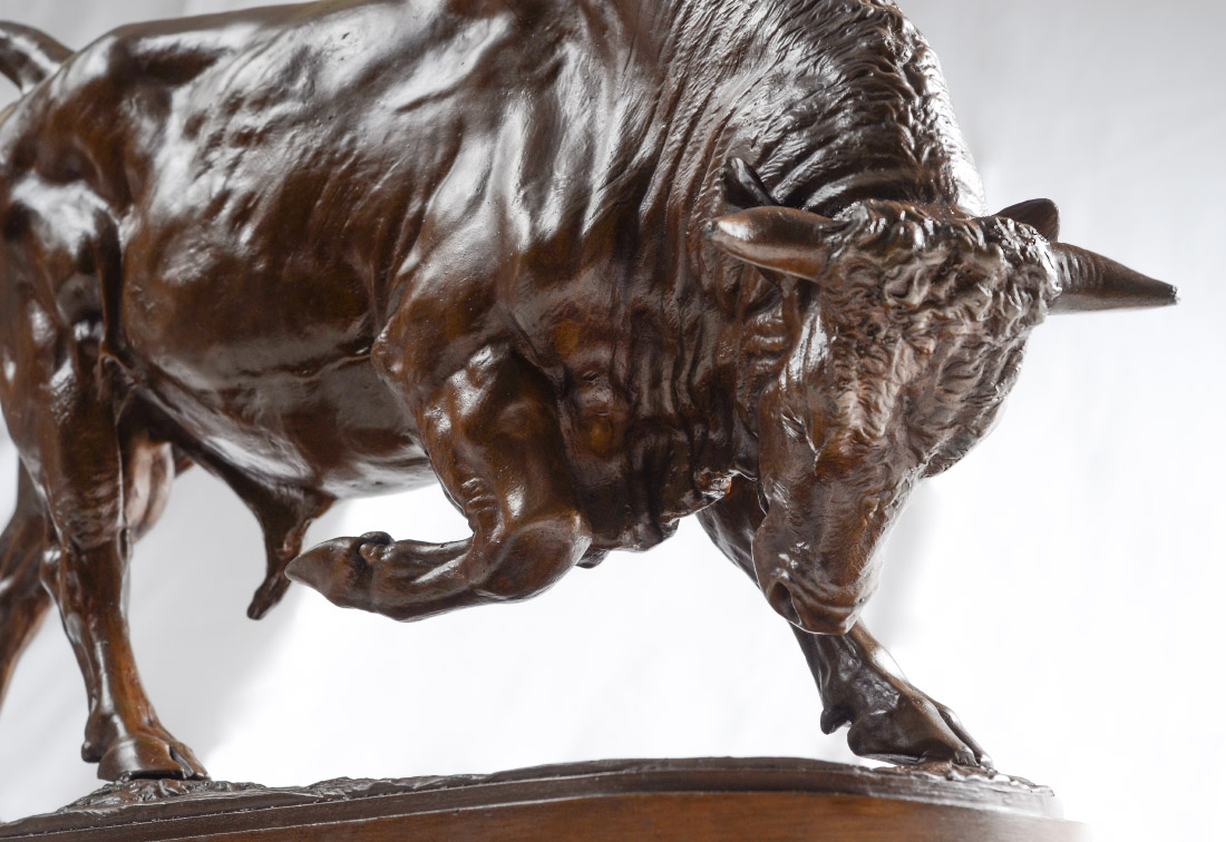 Appraisal: LARGE BRONZE BULL SCULPTURE AFTER BONHEUR '' h x ''