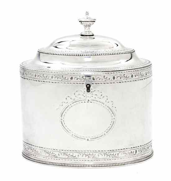 Appraisal: A George III Silver Tea Caddy Hester Bateman London the