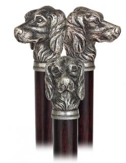 Appraisal: Silver Dog Head Cane -Ca -Beautifully modeled heavily cast and