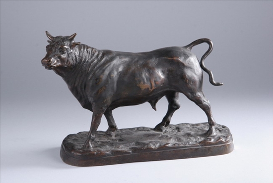 Appraisal: BRONZE FIGURE OF A STANDING BULL Dark brown patina -