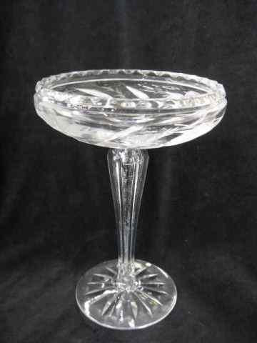 Appraisal: Signet Cut Glass Tall Compote signed intaglio floral '' tall