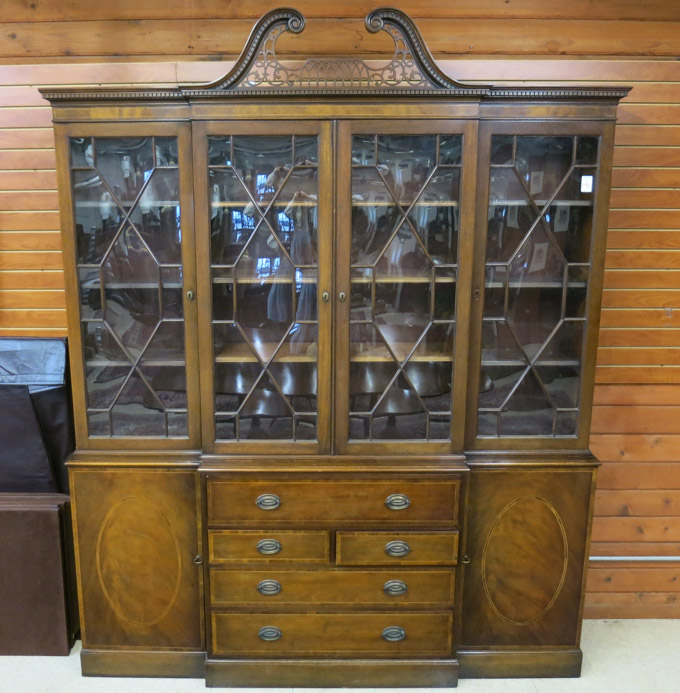 Appraisal: FEDERAL STYLE MAHOGANY BREAKFRONT SECRETARY BOOKCASE Collector's Edition Baker Furniture