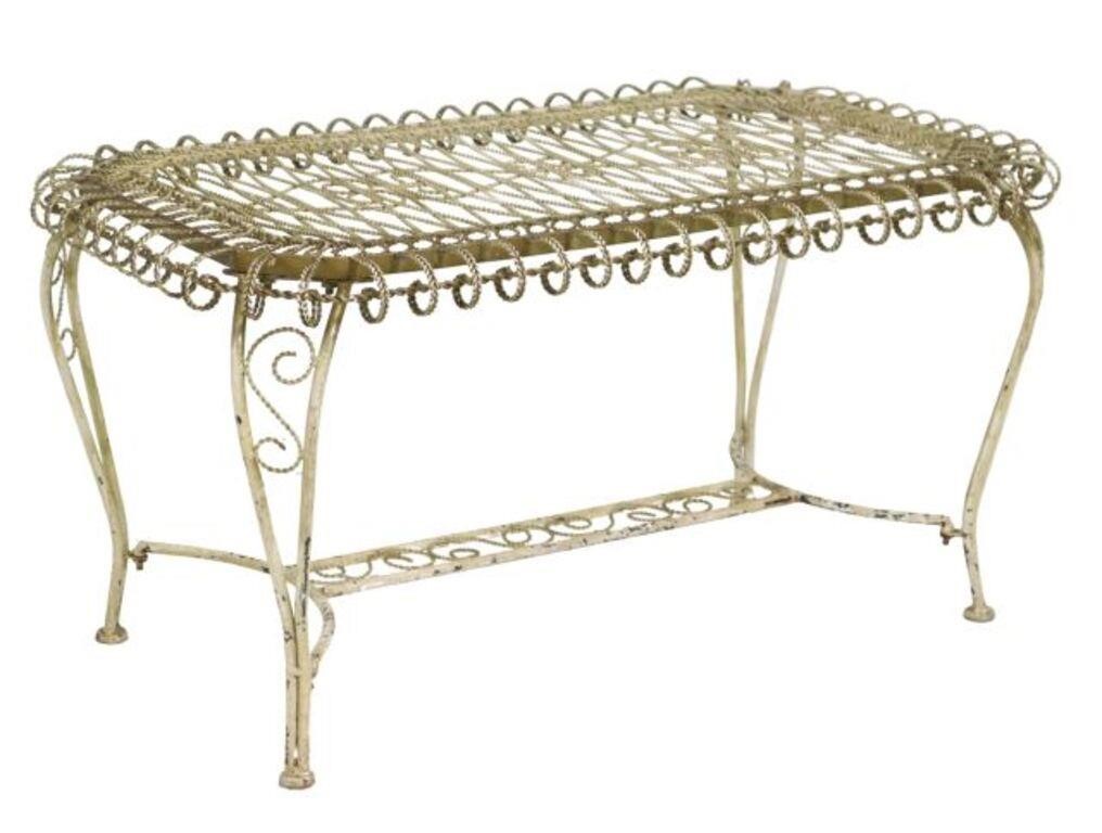 Appraisal: PAINTED WROUGHT IRON SCROLLED COFFEE TABLEPainted wrought iron coffee table