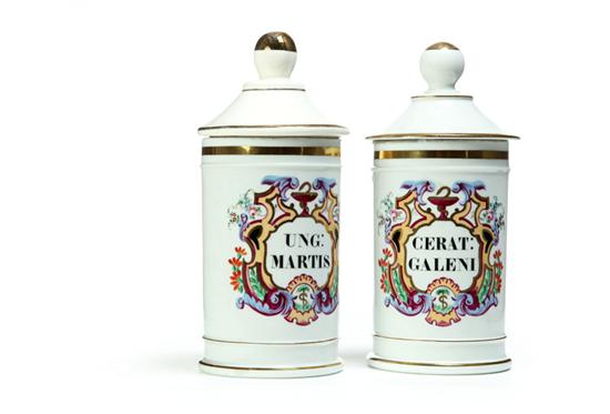 Appraisal: PAIR OF COLLIN PORCELAIN APOTHECARY JARS Paris France th century