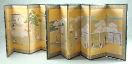 Appraisal: PAIR OF JAPANESE SIX-FOLD SMALL SCREENS possibly from the Tale