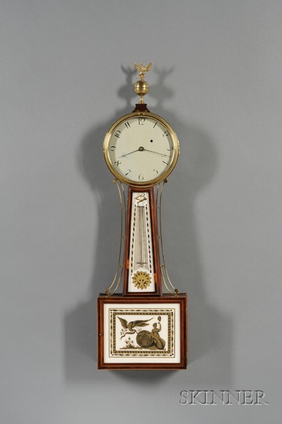 Appraisal: Mahogany Patent Timepiece or Banjo Clock attributed to Aaron Willard