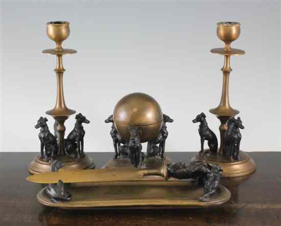 Appraisal: A late th century Austrian bronze and brass four piece