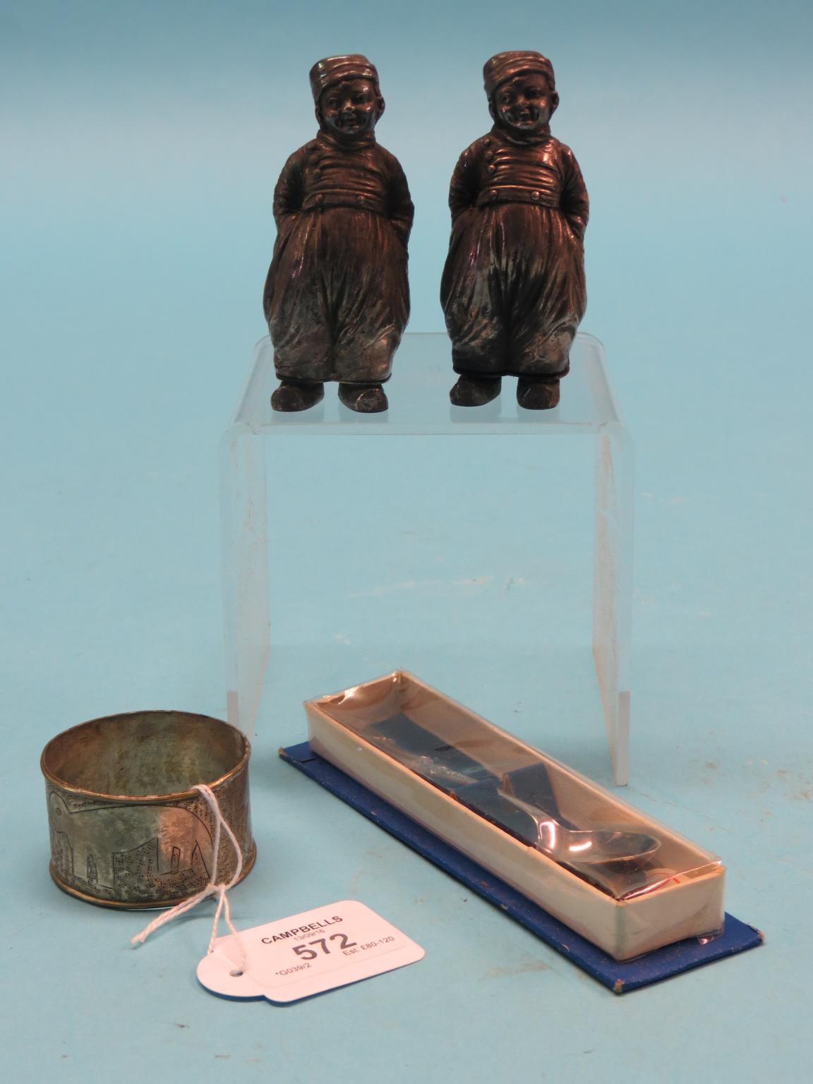 Appraisal: A pair of silver novelty salt and pepper pots each