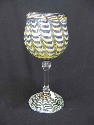 Appraisal: J Probstain Art Glass Chalice drapery design clear stem signed