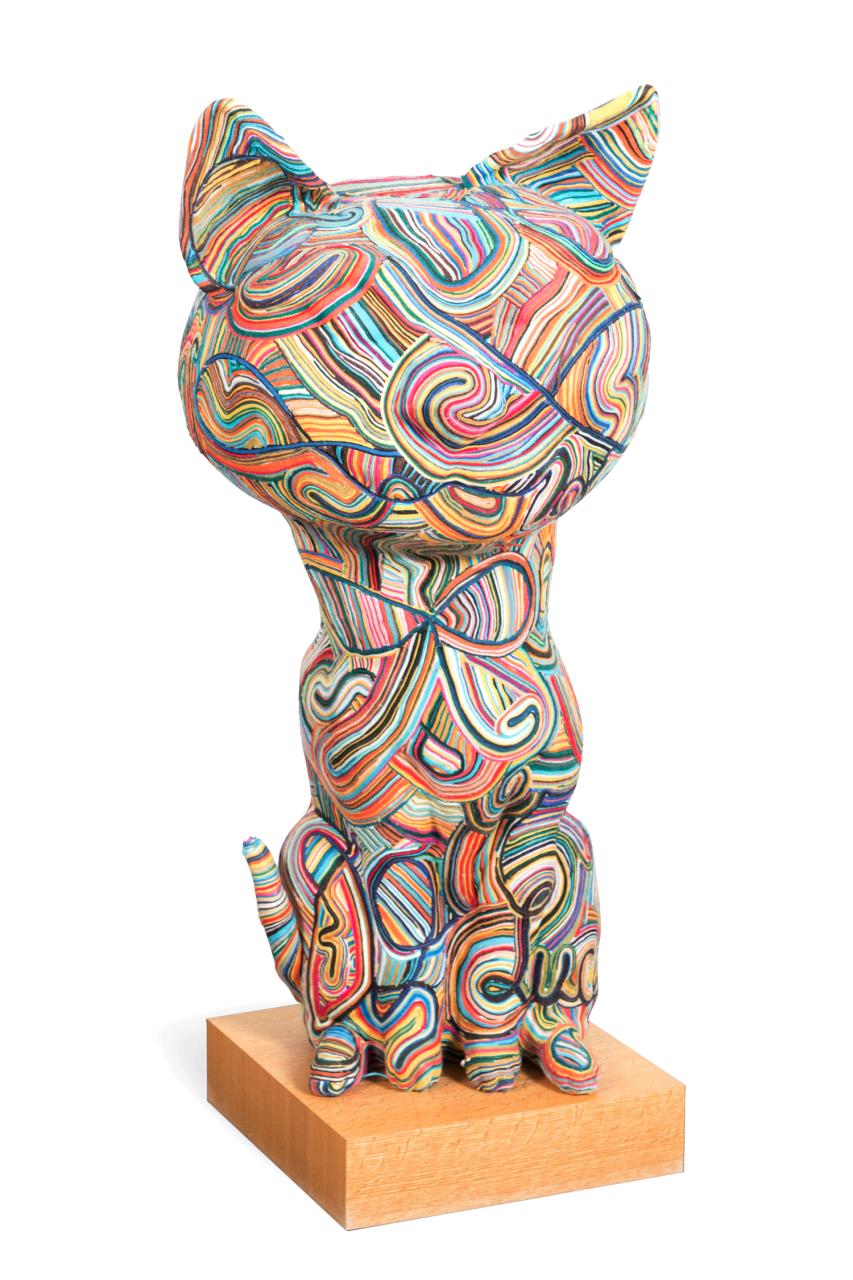 Appraisal: FRANCOISE LEBLOND YARN CAT MIXED MEDIA SCULPTURE Francoise Leblond French